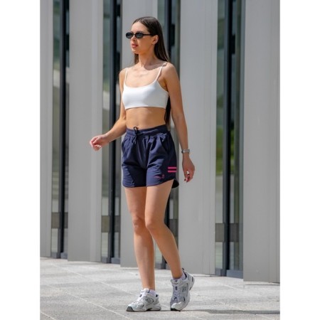 Women's shorts ise, size 50 cm, dark blue color, pink-4