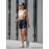 Women's shorts ise, size 50 cm, dark blue color, pink