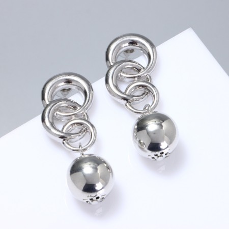 Earrings Metal "Style" Stock, Chain, Color Silver