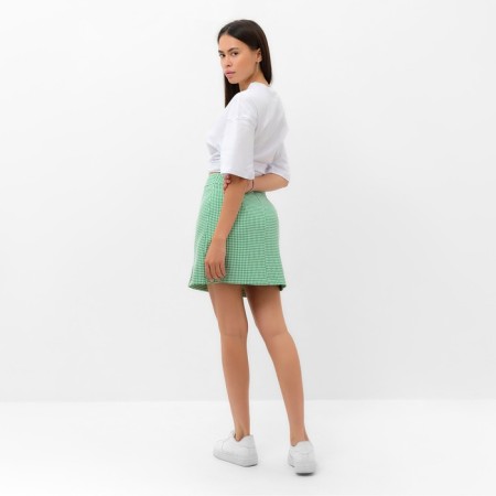 Women's skirt with a cut Mist p. 46, green/white-4