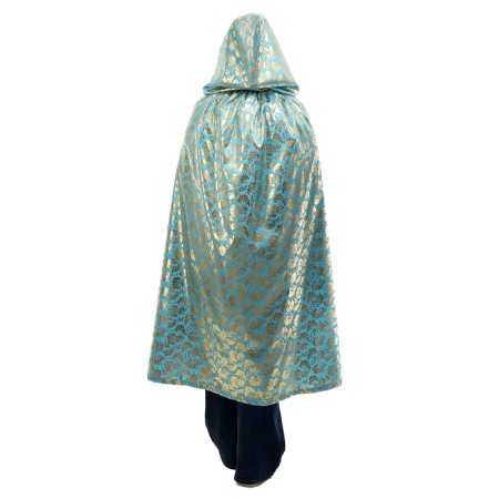 Carnival cloak adult, satin, color gold pattern on blue, length 120cm-2