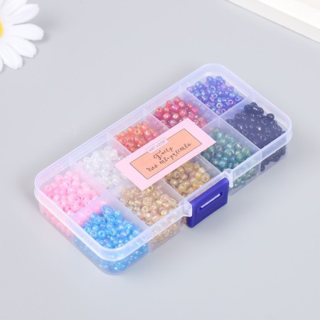 Glass beads 6/0 in the box 10 divisions "multi -colored" 1 division = 10 g 12.8x6.5x2.2 cm-2