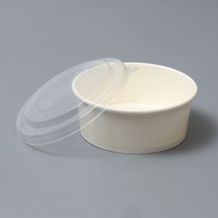 White salad bowl, with a plastic lid, 750 ml-1