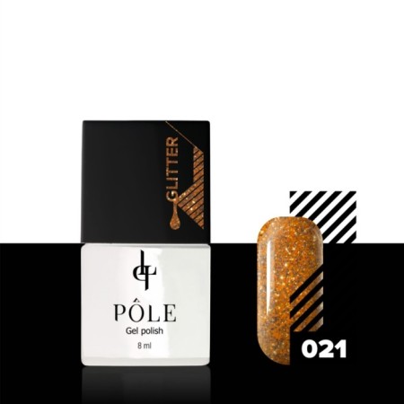 Pole Glitter gel polish, No. 21 orange shine, 8 ml