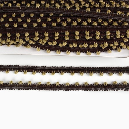 Brown braid with gold, width 1.4 cm, 50 m each-2