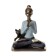 Polystone souvenir "Girl in the Lotus pose, with the cat" Blue 14x11x7.8 cm