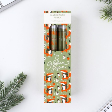 Pen Plastic with a cap “Happy New Year”, blue paste, ball 0.5 mm-1