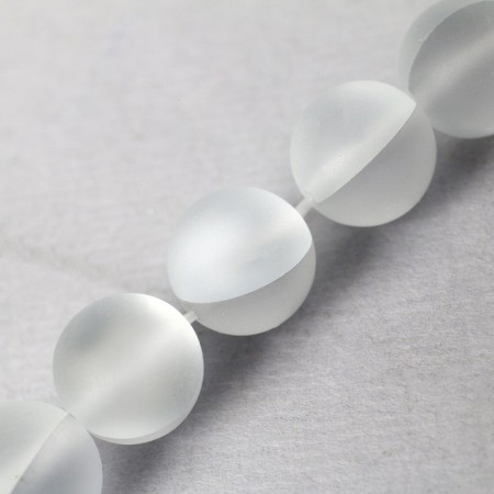 Busins ​​made of natural stone "Cat Eye", set 46 pcs., Size 1 pc. -8 mm, matte gray-white-4