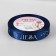 A satin tape with an embossing "Virgin", 15 mm, 18 ± 1 m, dark blue color/silver No. 120