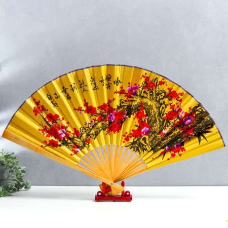 Fan bamboo, textile h = 50 cm "sakura" yellow