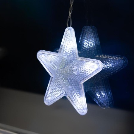Garland "fringe" 2.4 × 0.9 m with nozzles "stars", IP20, transparent thread, 186 LED, white glow, 8 modes, 220 V-4