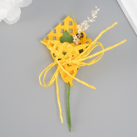 A set of decorative bouquets (12 pcs) "Rose" 5x9 cm, yellow