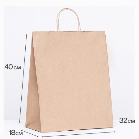 Paper Kraft 90 g/m², round handle 32 x 18 x 40 cm