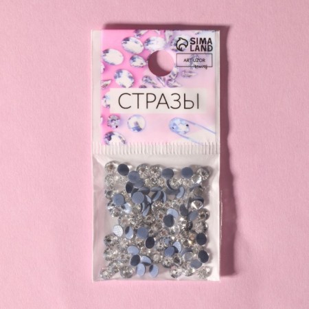 Thermocleic “cone” rhinestones, glass, ss16, d = 4 mm, 100 pcs, white color-4
