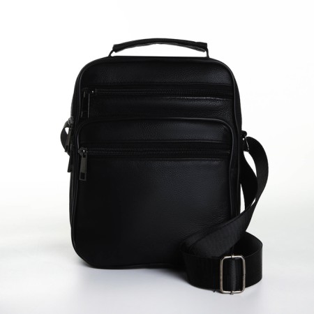 Male bag on lightning, long belt, black color-1