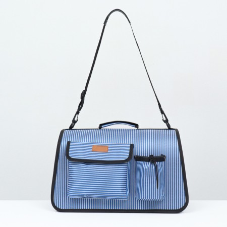 Bag - carrying for animals "strips" with organizer, blue, size L, 53 x 27 x 47 cm-1