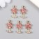 Decor for creativity metal, rhinestones "Pink flower with leaves" gold 1.1x2 cm