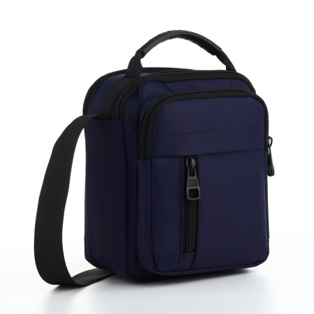 Male bag, 17*10*21 cm, 2 lightning department, 3 n/pocket, blue