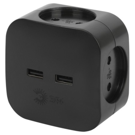 Razeler electric era SP-4-USB-B to 4 outlets + 2xusb 2400ma, without ground 10a (black)