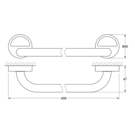 A towel rod 60 cm, chrome, fbs-1