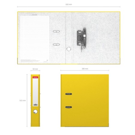 A4, 50 mm, Erichkrause Standard, boumvinyl folder, with label on the spine, lower metal kant, yellow-1