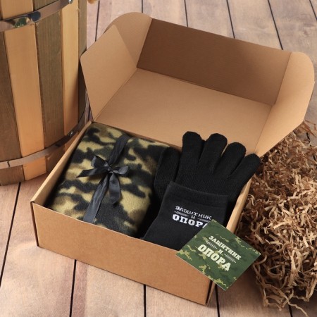 Gift "Defender and support" blanket, socks, gloves
