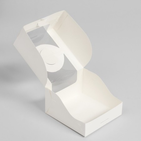 Box under the bento-port with a window, white, 14 x 14 x 8 cm-2