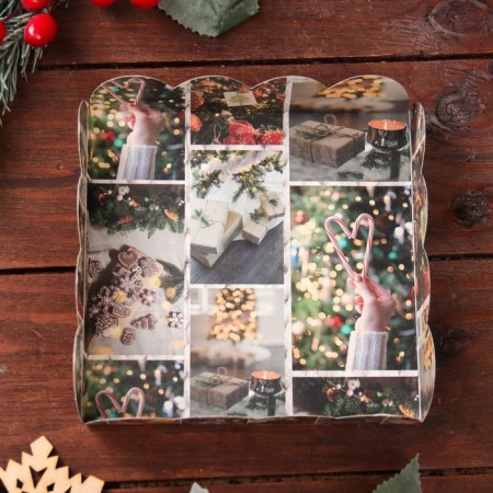 Cookie box, confectionery packaging, "beautiful evening", 12 x 12 x 3 cm, new year-7