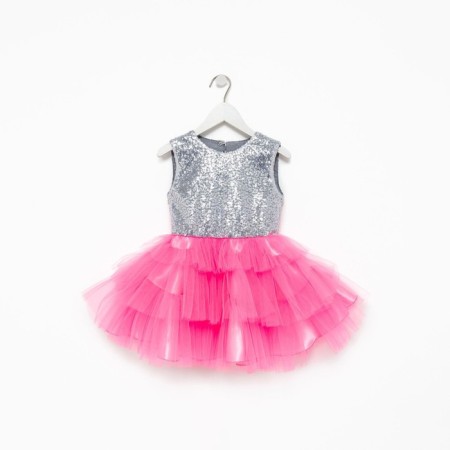 New Year. Children's dress with sequins KAFTAN, p. 34 (122-128), bright pink-8