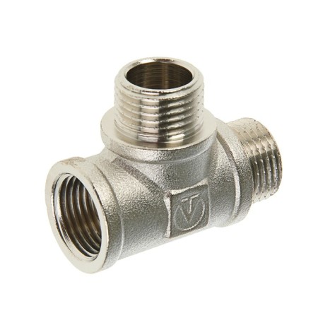 The Valtec tee, 1/2 ", internal/outer/outer thread, nickel -plated brass