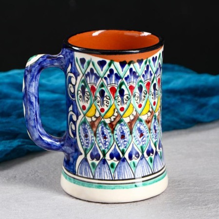 Rishtan ceramics mug "Flowers", 500 ml, blue mix