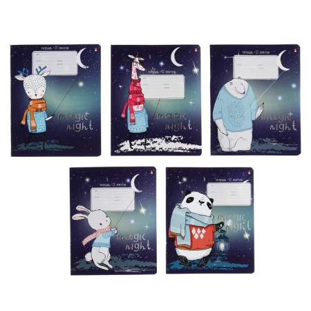Notebook 12 sheets in the Magic Night line, covered cardboard, foil, mix