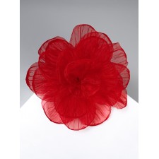 Tekstil “flower” brooch voluminous, weightless, red color