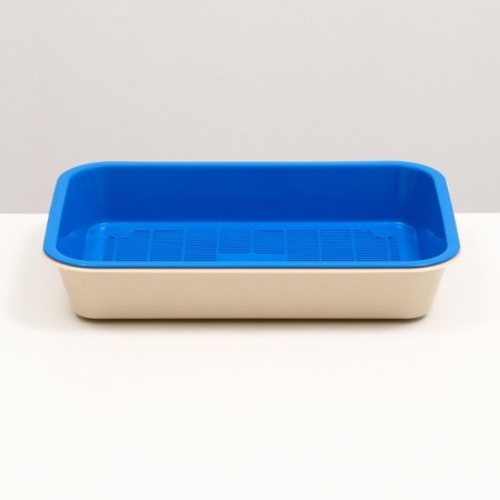 Medium toilet with a mesh of 36 x 26 x 6.5 cm, dark blue/beige-3