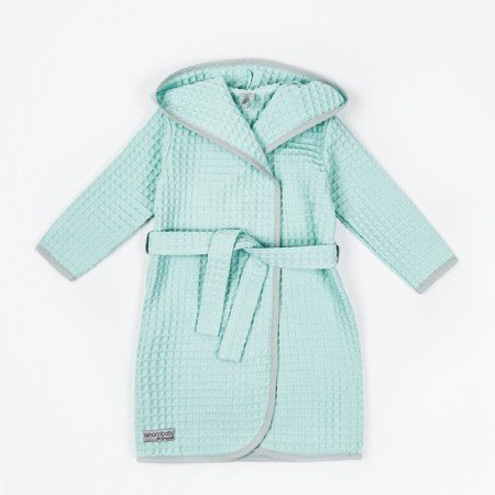 Халат детский с капюшоном Amarobaby Waffle, рост 98-104 см, цвет мятный-7