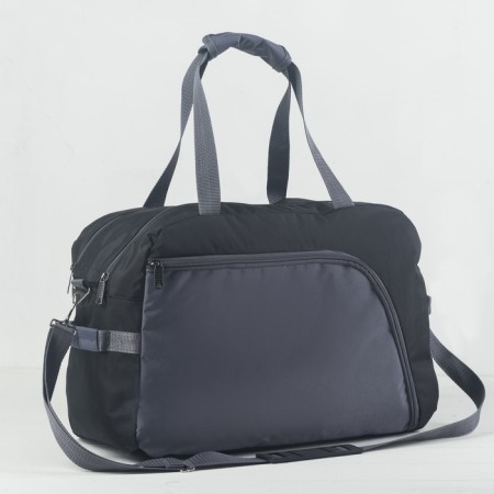 Sports bag with lightning, without lining, 2 outer pockets, black/gray color
