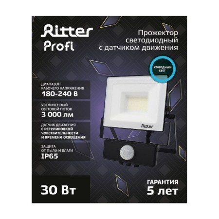 Flight lights, PROFI 230V 30W 6500K 3000LM IP65 with DATCH DOWNT CHERN, WARREDION 5 years 53421 5-9