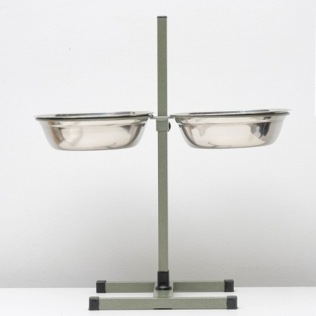 Stand with bowls, 2 x 2.5 l, height 60 cm, collapsible, green-2