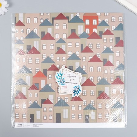 Scrapbooking paper "Houses" density 180 g 30.5x32 cm-3
