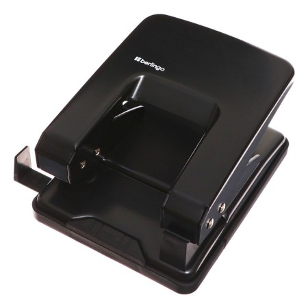 Metal hole punch 40 sheets, berlingo, with a ruler, black-2