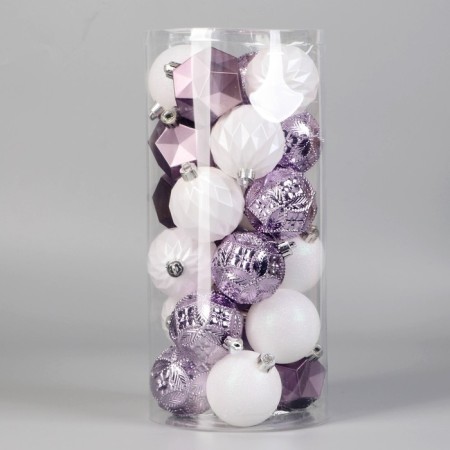 Set of balls plastic D-6 cm, 24 pcs "Isabelle" to the edge, white lilac-1