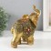 Souvenir Polystone "elephant and elephant in the blade with flower" Bronze 15x12.5x17.5 cm