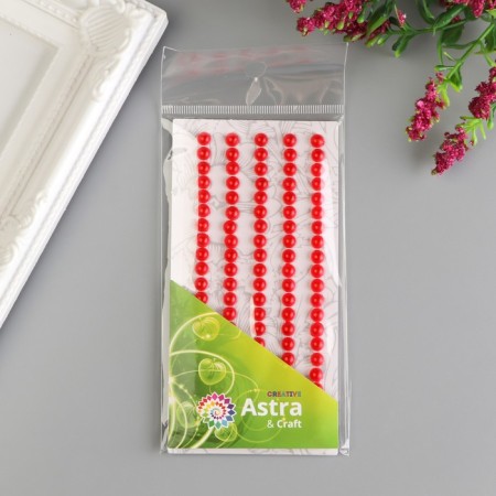 Decorative stickers "Pearls" 0.5 cm, 105 pcs, red-2