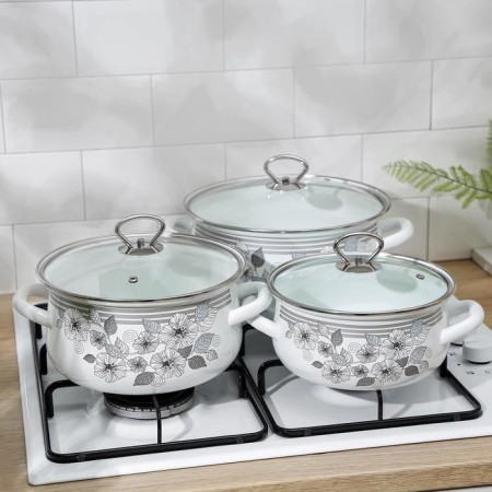 Set of pots "Silver-1 Extra", 3 subjects: 2 l, 3 l, 4 l, covers, induction-3