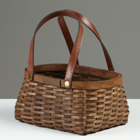 Wicker basket, 21 x 16 x 10/22 cm, brown, sequoia
