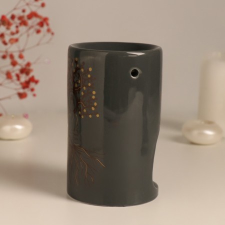 Aroma lamp ceramics "Focus for itself" gray with gold 7.2x7.2x11.6 cm-4