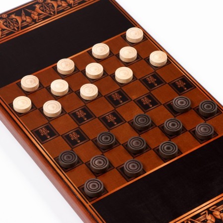 Sherkhan backgammon, wooden board 60 x 60 cm, with a field for playing checkers-2
