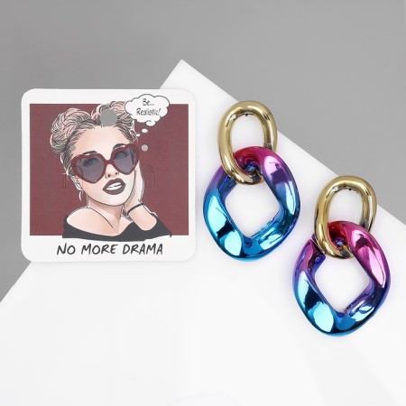 Earrings Metal "Chain" magic, colored in gold-3
