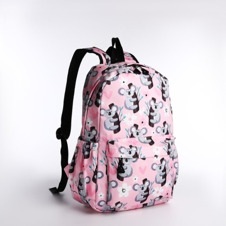 School backpack from textiles, 3 pockets, pink color-2