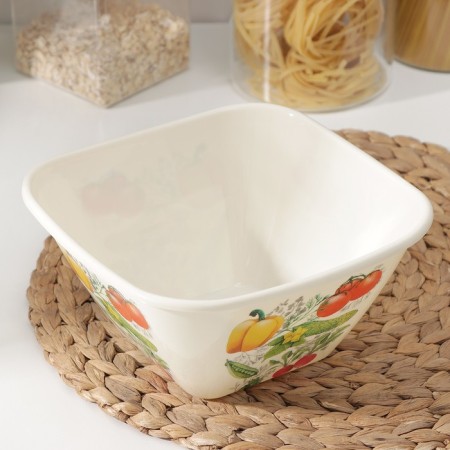 Plastic bowl bergamo, 2 l, 20.2 × 20.2 × 9.8 cm, with decor, light color color-1